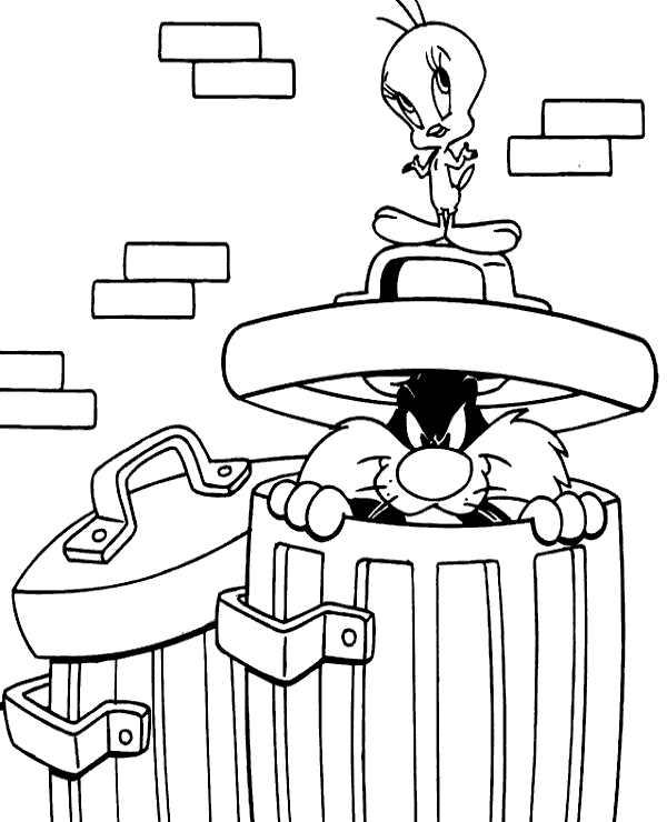 Funny cartoon Tweety coloring pages