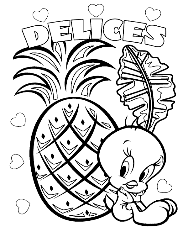 Tweety delices pineapple coloring page