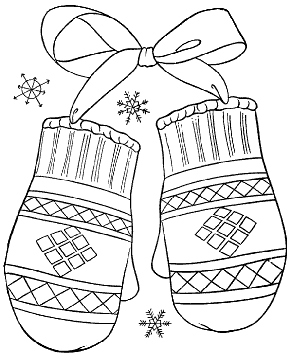 Winter gloves coloring page mittens