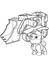 Rubble and his vehicle coloring page