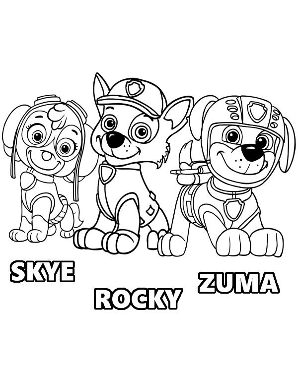 Skye Rocky Zuma coloring picture