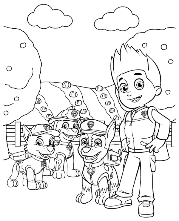 Ryder and pups coloring sheet