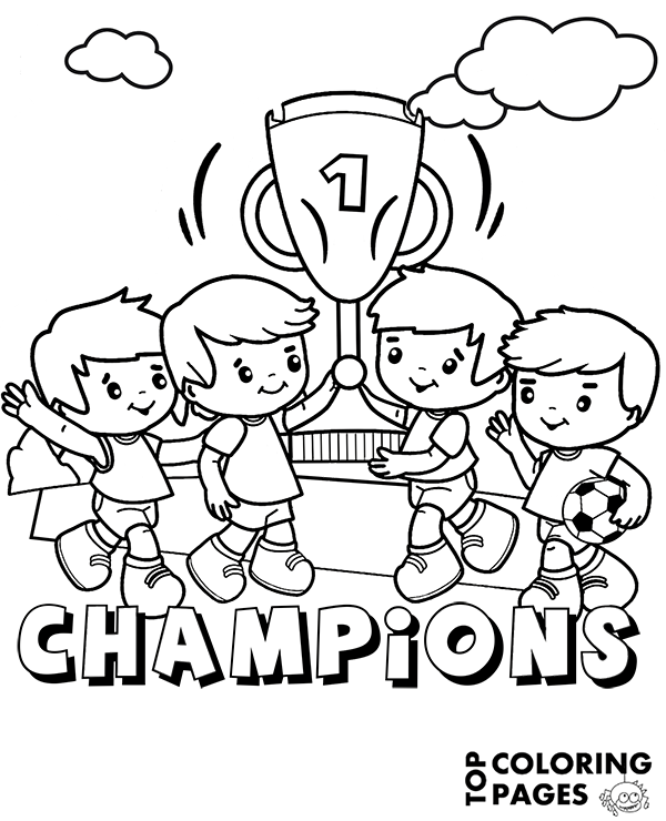 Match winners on coloring page