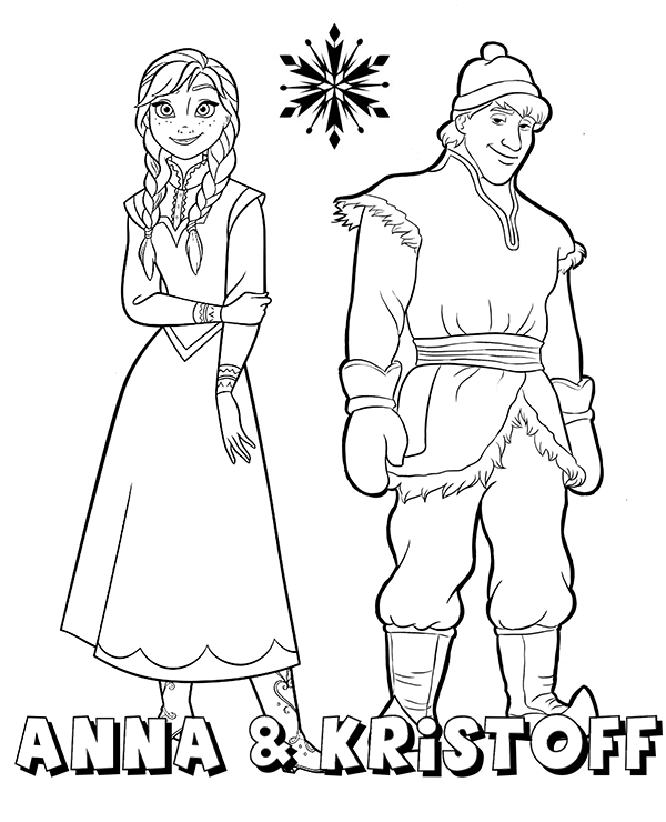 Anna and Kristoff Coloring page