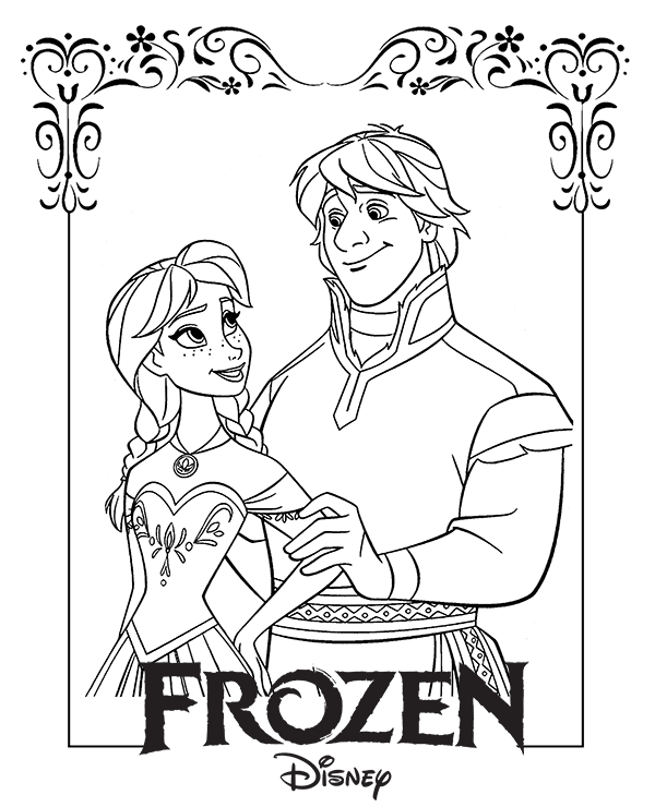 Picture of Anna and Kristoff to color