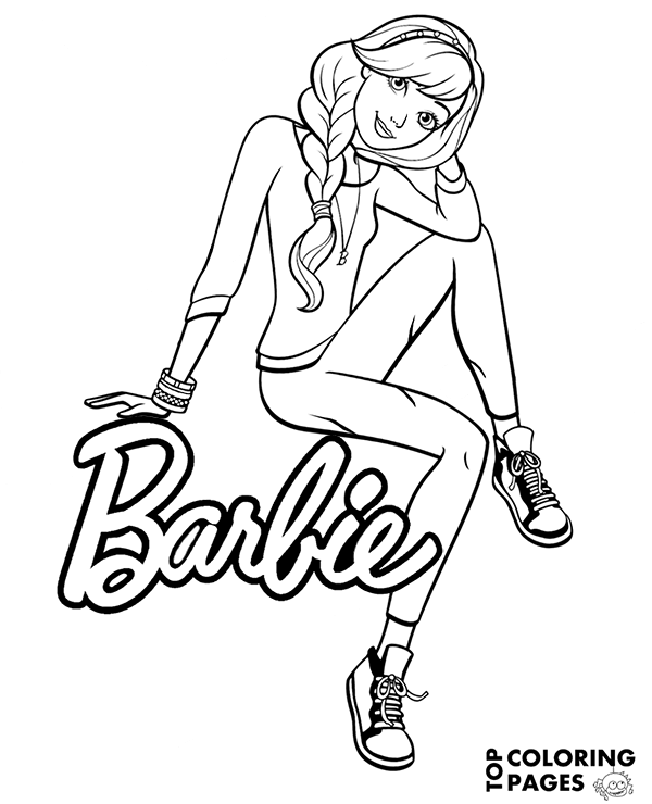 Barbie and logo coloring page