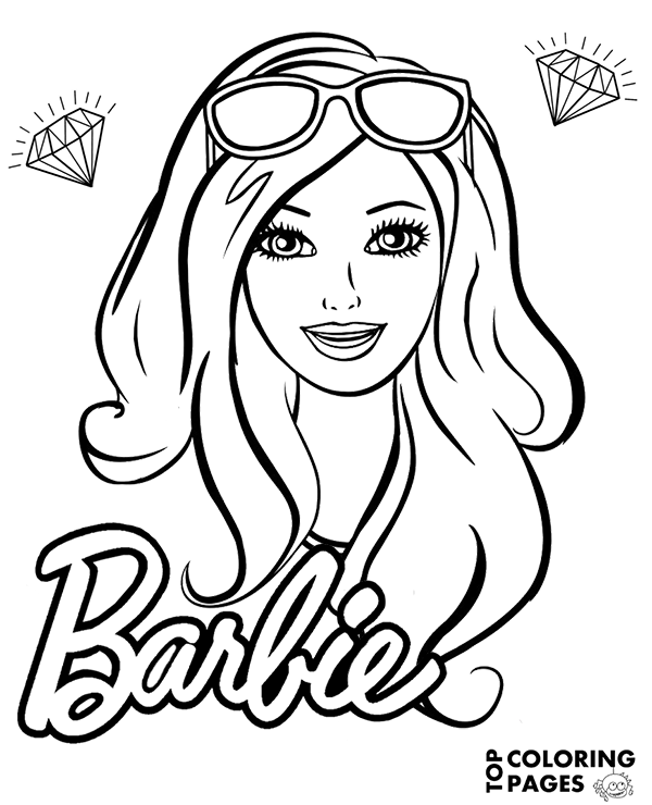Barbie's face free coloring page, books, sheet