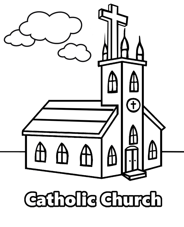 Coloring page with Catholic Church