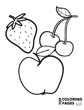 Three fruits on coloring book