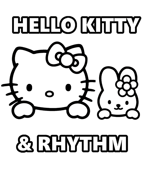 Hello Kitty coloring page with rabbit Rhythm