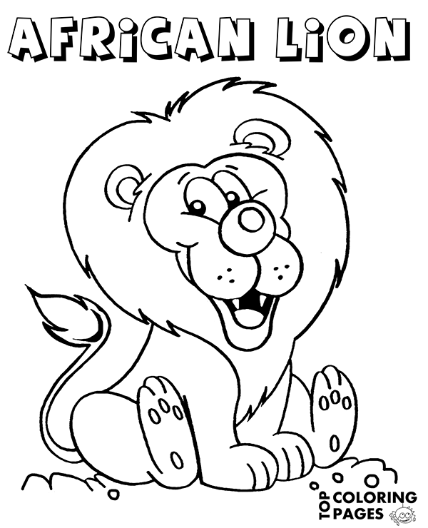 Happy lion coloring pages for children