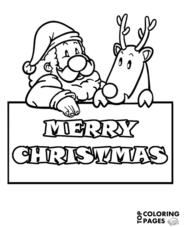 Santa Claus and reindeer Rudolph coloring pages