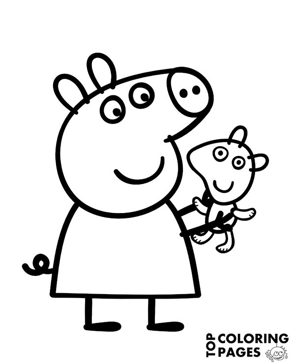 Peppa and her Teddy Bear to color