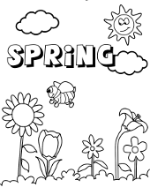 Spring meadow life and logo coloring page