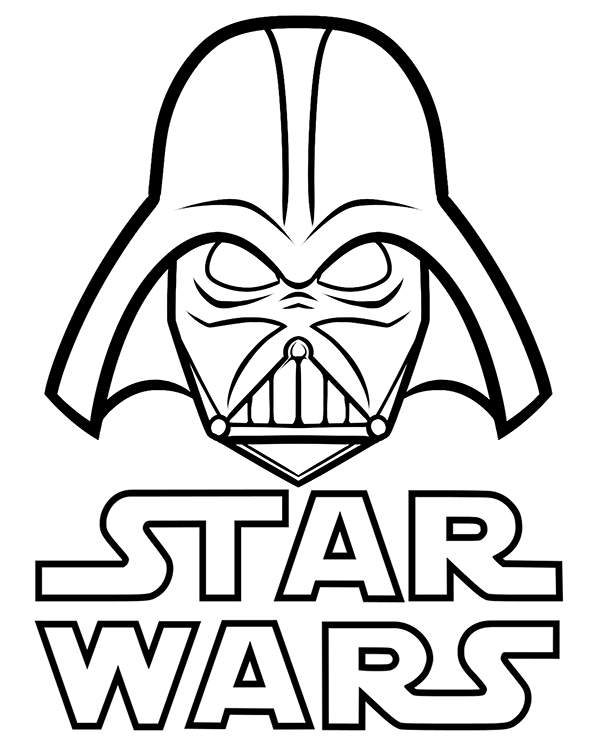 Star Wars logo and Vader on a unique coloring page sheet