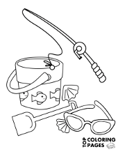 Summer gadgets on printable coloring sheet