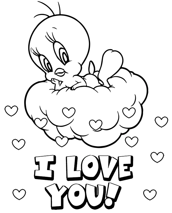 I love you Tweety coloring page