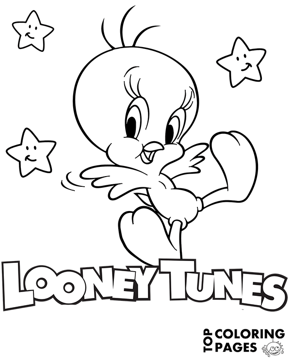 Tweety the bird and Looney Tunes logo on printabe image