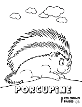 Porcupine on printable coloring sheet
