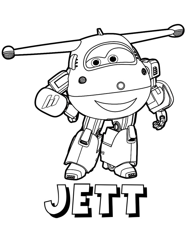 Jett a plane from Super Wings on coloring page