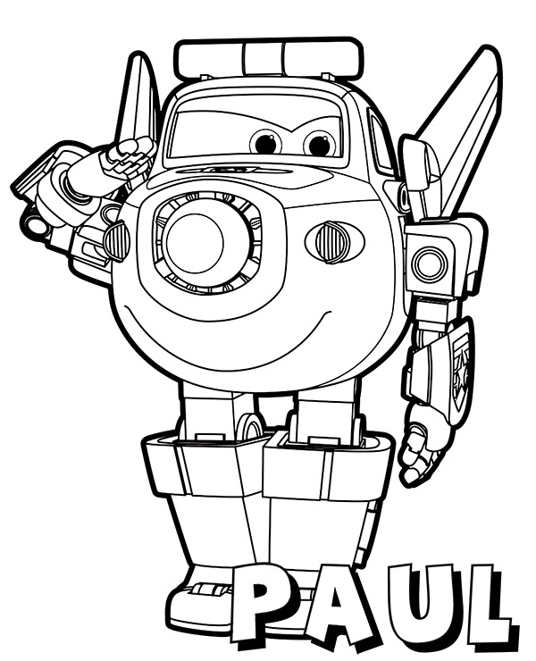 Coloring page of Paul - Super Wings character