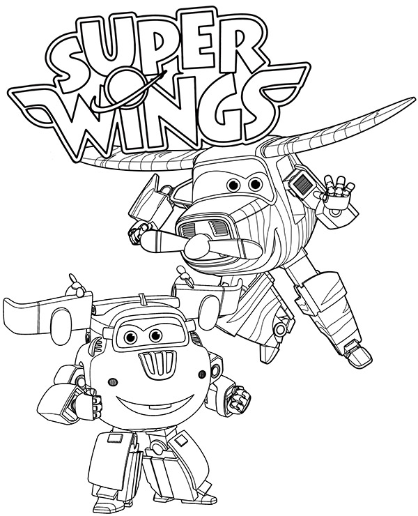 Superwings planes Donnie and Bello on printable coloring page