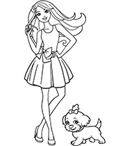 Doll with puppy printable image to color