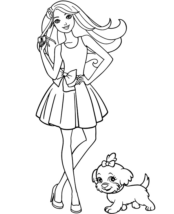 Barbie coloring page for girl to print for free