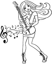 Barbie with guitar images for coloring