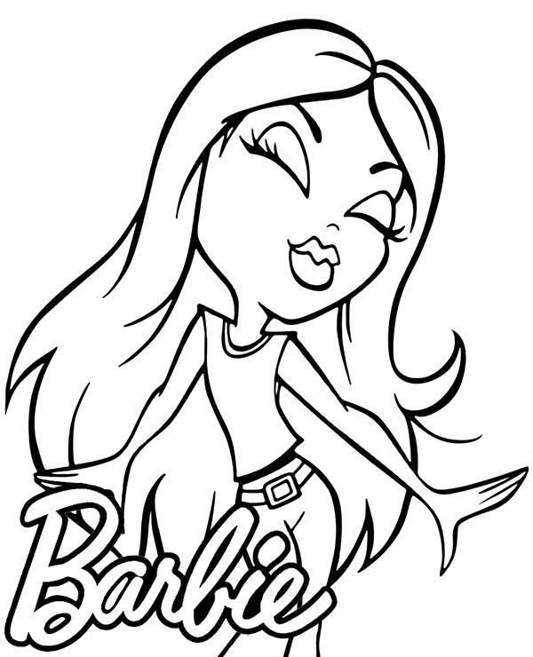 Barbie's caricature and logo coloring pages for girls