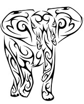 Tattoo with an elephant to print and color