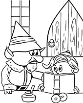Elves on Christmas style coloring page