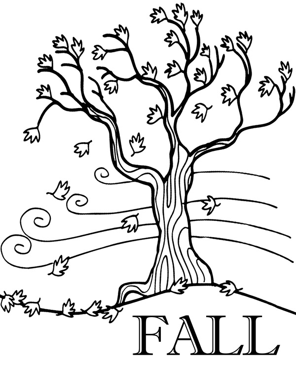 Fall printable image with a tree loosing its leaves