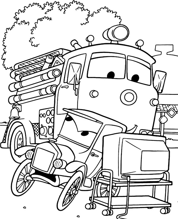 Lizzie and Rusty on printable coloring page