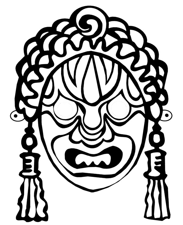 Tribal mask tattoo design relaxing coloring pages