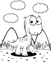 A small dino on coloring sheet