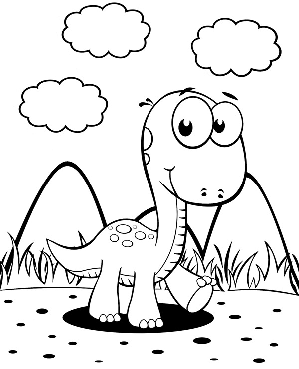 Little dinosaur printable coloring page, sheet