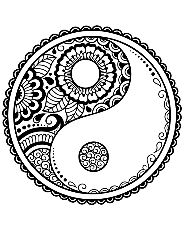 Download Ying Yang symbol printable image to color