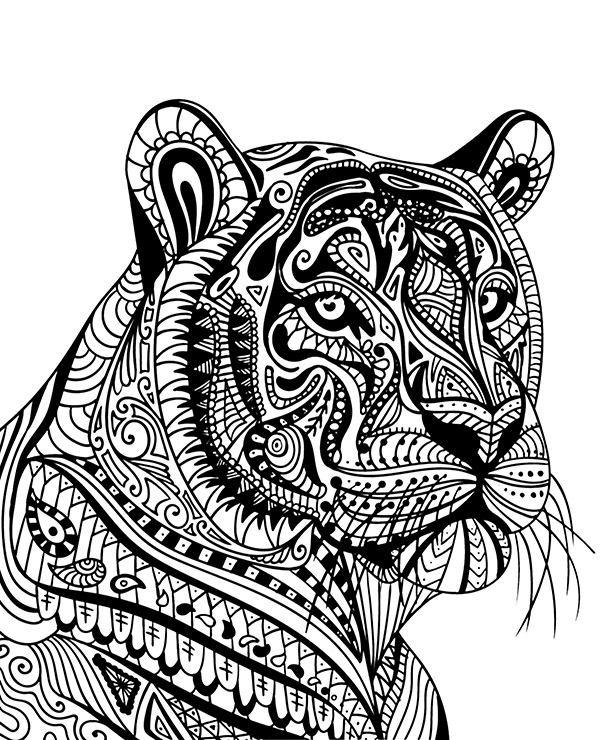 Tiger animals mandalas to color
