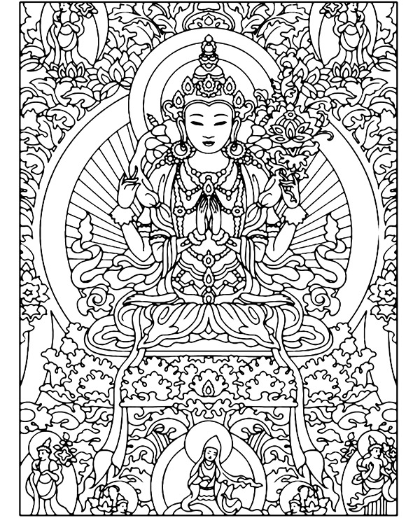 Rectangle coloring mandala buddhism