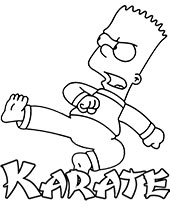 Bart Simpson karate kick printable picture