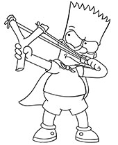 Funny Simpsons coloring pages Bart with a slingshot