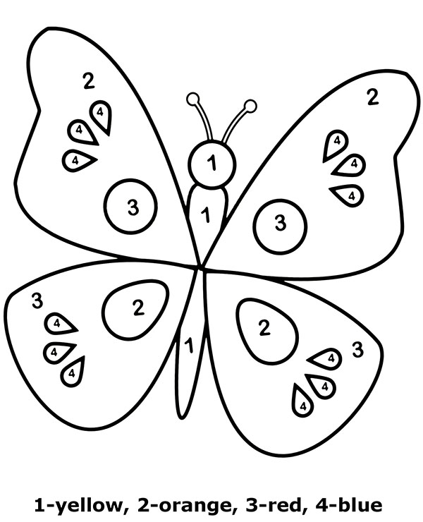 Color by numbers picture with butterfly