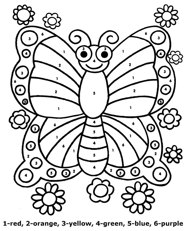 Color by numbers butterfly to print for free