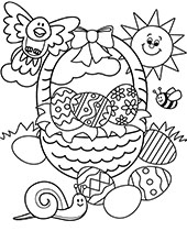 Easter basket coloring pages for children