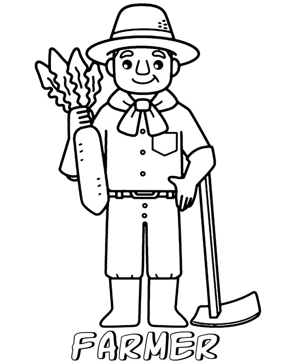 Farmer easy coloring page for kids
