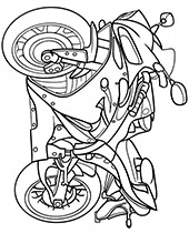 Very fast motorbike printable picture to color