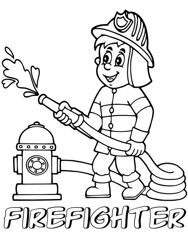 Lady firefighter new coloring page