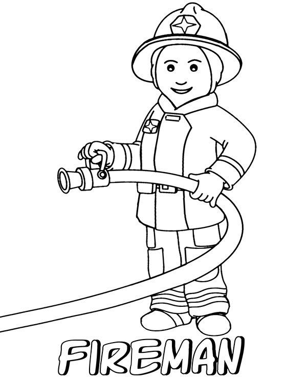Fireman coloring page for children to print or download sheet
