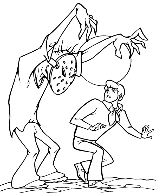 Fred and monster Scooby-Doo coloring pages